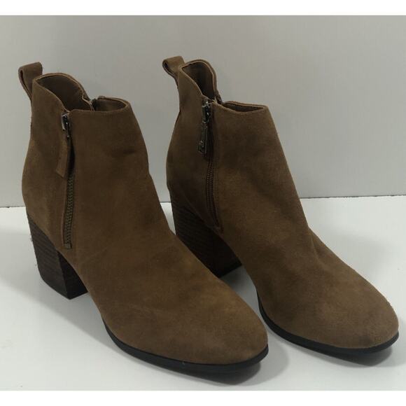 Blondo Sienna‎ Camel Waterproof Suede Booties Size 9.5M $149 Retail Zip Up - Picture 1 of 7